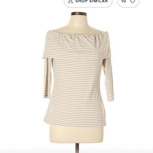 White House Black Market Tan 3/4 Sleeve Top Size L